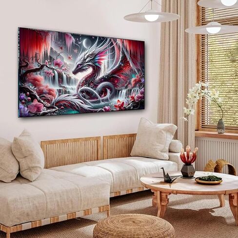 Ekuxom Large Dragon Diamond Art Kits for Adults-Large Diamond Painting Kits for Adults-Round Full Drill Waterfall Diamonds Art Painting Kit for Gifts Home Wall Decor 27.5 X 15.7 inch in Saudi Arabia