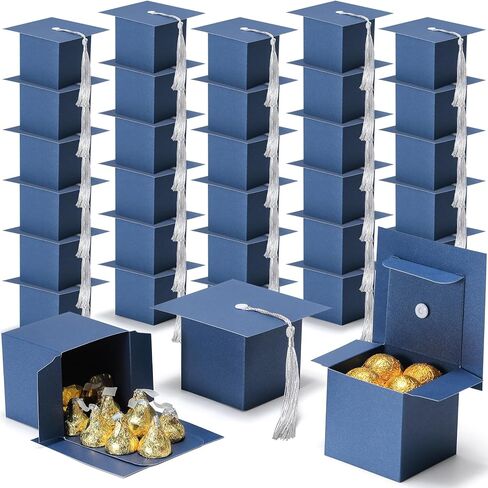 EQOREIIN 120 Pack Graduation Party Favors Candy Boxes, Class of 2026 Graduation Cap Gift Box with Tassel, Grad Treat Boxes for Table Centerpieces Decorations(Black,Gold) in Saudi Arabia