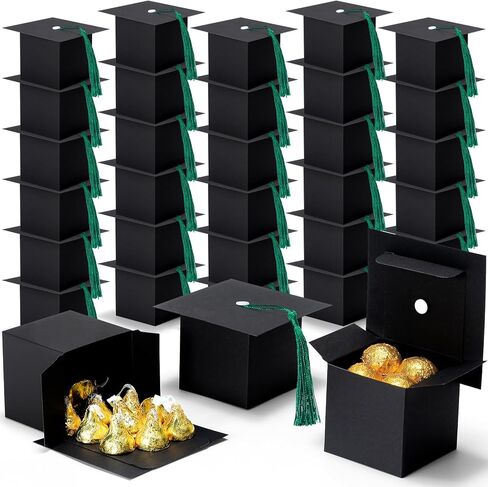 EQOREIIN 120 Pack Graduation Party Favors Candy Boxes, Class of 2026 Graduation Cap Gift Box with Tassel, Grad Treat Boxes for Table Centerpieces Decorations(Black,Gold) in Saudi Arabia