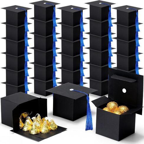 EQOREIIN 120 Pack Graduation Party Favors Candy Boxes, Class of 2026 Graduation Cap Gift Box with Tassel, Grad Treat Boxes for Table Centerpieces Decorations(Black,Gold) in Saudi Arabia