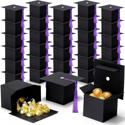 EQOREIIN 120 Pack Graduation Party Favors Candy Boxes, Class of 2026 Graduation Cap Gift Box with Tassel, Grad Treat Boxes for Table Centerpieces Decorations(Black,Gold) in Saudi Arabia