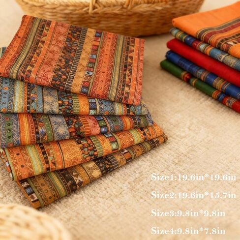 Large Fat Quarters Cotton Fabric 50x40cm (20"x16") Ethnic Geometric Print Quilting Fabric for Sewing in Kuwait