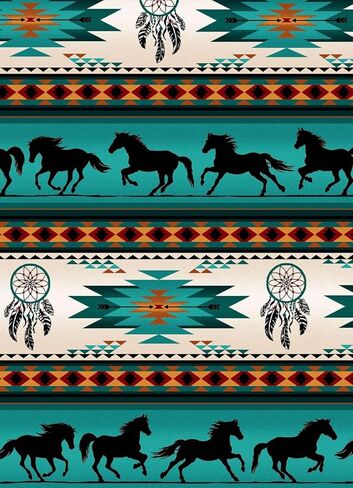 Tucson Dreamcatcher Horse Stripe Turquoise Elizabeth's Studio 43" Wide Cotton Fabric Sold by Yard in Saudi Arabia