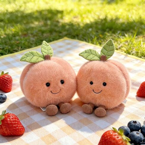 Peach Plush Toy, 4.7" Funny Fruit Plushies, Soft Food Stuffed Animals Kawaii Birthday Gifts for Teen Boys in Saudi Arabia