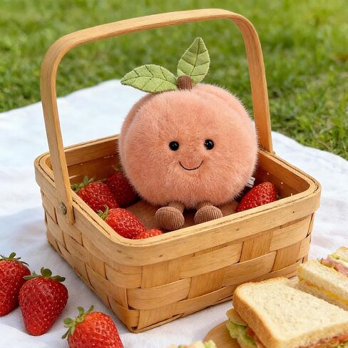 Peach Plush Toy, 4.7" Funny Fruit Plushies, Soft Food Stuffed Animals Kawaii Birthday Gifts for Teen Boys in Kuwait