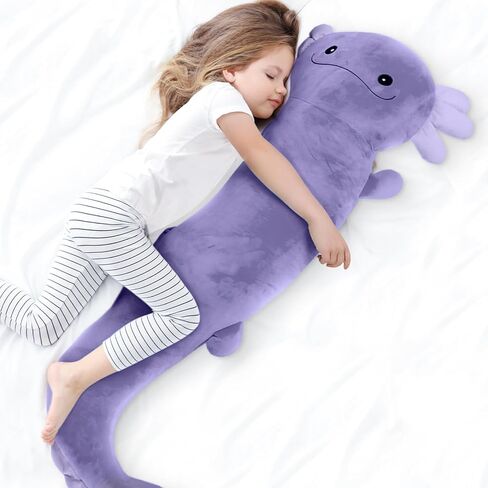 Tianmihou 48 Inch Giant Axolotl Plush Pillow, Big Blue Axolotl Stuffed Animal, Glow in The Dark Salamander Plushie, Soft Large Axolotl Body Pillow, Cute Birthday Gift for Kids Adults in Saudi Arabia