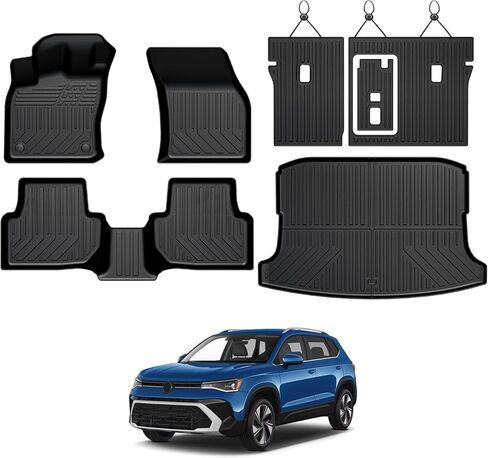 Floor Mats for Volkswagen Taos FWD 2022-2025 2026, All Weather Floor Mats Trunk Cargo Liner with Backrest Protectors Accessories, Full Coverage Set in Saudi Arabia