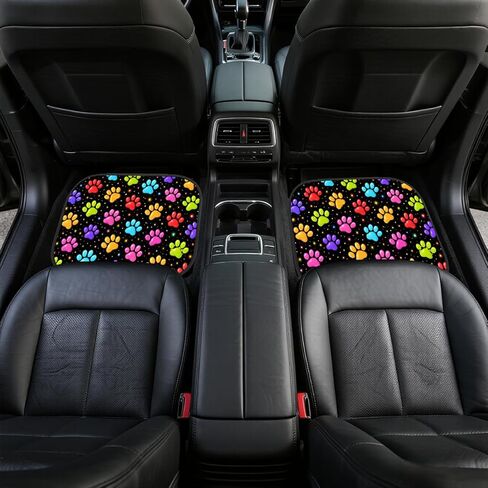 Paw Print Car Floor Mats Set of 4 Neon Color Starry Pattern Automotive Foot Mats Rugs Carpet for Car Non-Slip Auto Car Accessories Universal Fit for Car SUV Truck Van in Kuwait