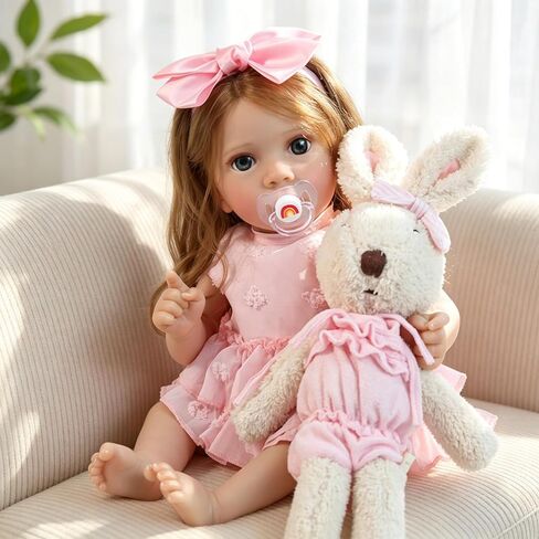 KSBD Reborn Baby Dolls Girl - دمية طفل واقعية مقاس 20 بوصة نابضة بالحياة لحديثي الولادة من الحياة الحقيقية مع ملحقات الجسم واللعب المصنوعة من الفينيل الناعم، هدية للأطفال من سن 3 سنوات فما فوق in Kuwait