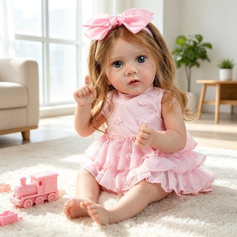 KSBD Reborn Baby Dolls Girl - دمية طفل واقعية مقاس 20 بوصة نابضة بالحياة لحديثي الولادة من الحياة الحقيقية مع ملحقات الجسم واللعب المصنوعة من الفينيل الناعم، هدية للأطفال من سن 3 سنوات فما فوق in Kuwait