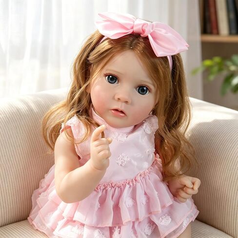KSBD Reborn Baby Dolls Girl - دمية طفل واقعية مقاس 20 بوصة نابضة بالحياة لحديثي الولادة من الحياة الحقيقية مع ملحقات الجسم واللعب المصنوعة من الفينيل الناعم، هدية للأطفال من سن 3 سنوات فما فوق in Kuwait