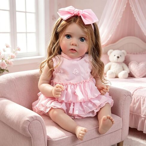 KSBD Reborn Baby Dolls Girl - دمية طفل واقعية مقاس 20 بوصة نابضة بالحياة لحديثي الولادة من الحياة الحقيقية مع ملحقات الجسم واللعب المصنوعة من الفينيل الناعم، هدية للأطفال من سن 3 سنوات فما فوق in Kuwait
