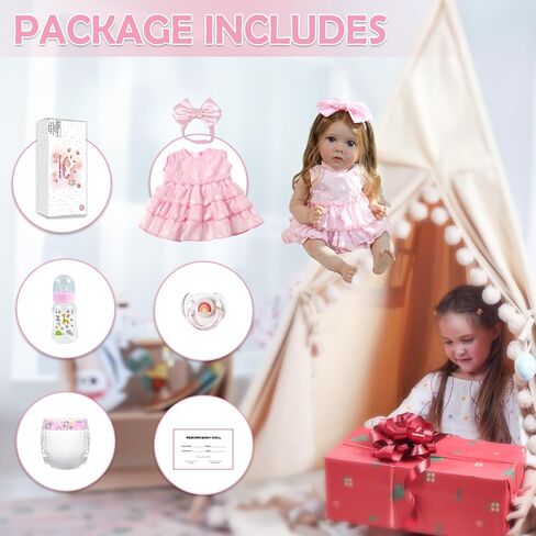KSBD Reborn Baby Dolls Girl - دمية طفل واقعية مقاس 20 بوصة نابضة بالحياة لحديثي الولادة من الحياة الحقيقية مع ملحقات الجسم واللعب المصنوعة من الفينيل الناعم، هدية للأطفال من سن 3 سنوات فما فوق in Kuwait