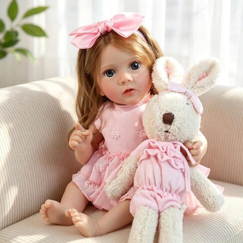 KSBD Reborn Baby Dolls Girl - دمية طفل واقعية مقاس 20 بوصة نابضة بالحياة لحديثي الولادة من الحياة الحقيقية مع ملحقات الجسم واللعب المصنوعة من الفينيل الناعم، هدية للأطفال من سن 3 سنوات فما فوق in Kuwait