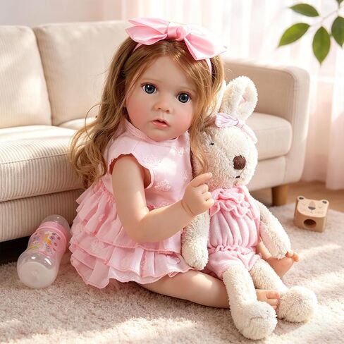 KSBD Reborn Baby Dolls Girl - دمية طفل واقعية مقاس 20 بوصة نابضة بالحياة لحديثي الولادة من الحياة الحقيقية مع ملحقات الجسم واللعب المصنوعة من الفينيل الناعم، هدية للأطفال من سن 3 سنوات فما فوق in Kuwait