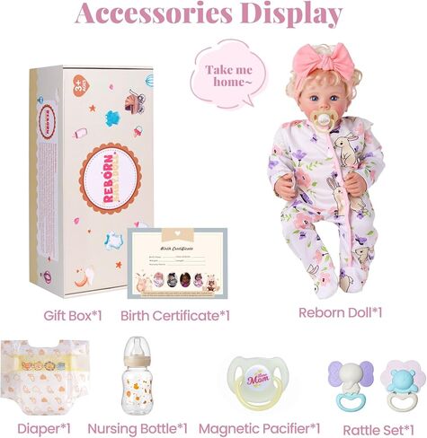 BABESIDE Reborn Baby Dolls - 17 بوصة لطيفة من الفينيل الناعم واقعية دمية طفل فتاة جميلة مستيقظا أشقر مجعد الشعر فتاة مع جسم قابل لاتخاذ الوضعيات دمى طفل الحياة الحقيقية مع صندوق هدية للأطفال من سن 3 سنوات فما فوق in Kuwait