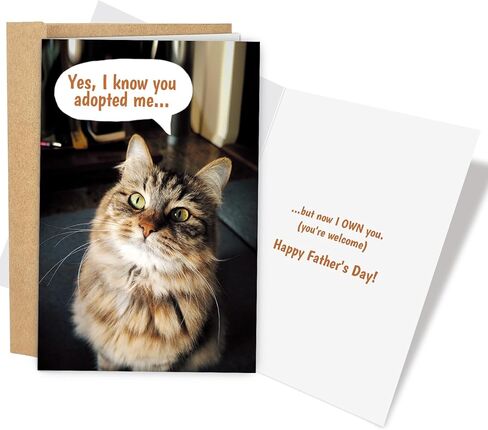 Funny Father's Day Card for Cat Dad, Father's Day Card from Cat, Cute Pet Father's Day Cards for Dad Husband Son Brother Uncle, I Know You Adopted Me in Saudi Arabia