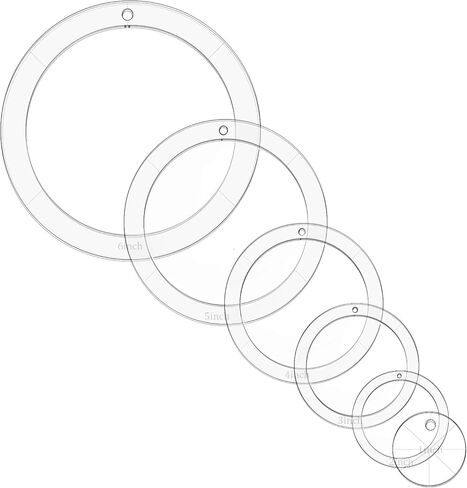 6PCS 1/2/3/4/5/6inch Transparent Circular Quilting Acrylic Templates with Binder Hinge Ring for Patchwork DIY Crafts and Decorative Scrapbooks in Saudi Arabia