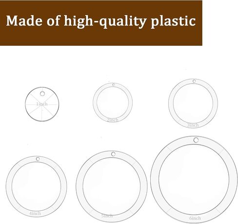 6PCS 1/2/3/4/5/6inch Transparent Circular Quilting Acrylic Templates with Binder Hinge Ring for Patchwork DIY Crafts and Decorative Scrapbooks in Saudi Arabia