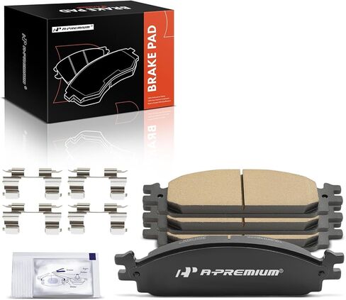 مجموعة وسادات الفرامل الأمامية المصنوعة من السيراميك A-Premium متوافقة مع موديلات Ford وLincoln - Taurus 2009-2019، Flex 2009-2019، MKS 2009-2012، MKT 2010-2019، 4 عبوات in Kuwait