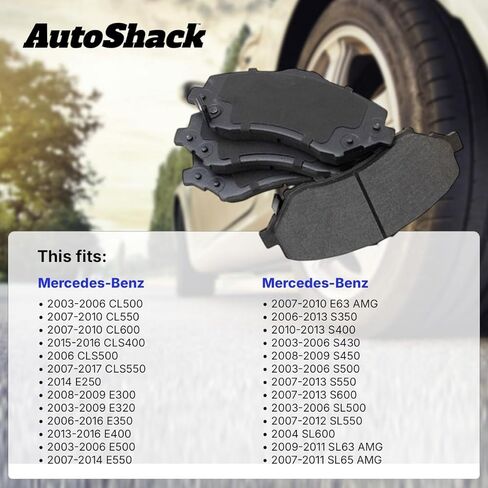 AutoShack Rear Ceramic Brake Pad Set for Mercedes-Benz, E350 2006-2016 S550 2007-2013 E320 2003-2009 CLS550 2007-2017 SL500 2003-2006, AWD RWD L6 3.2L V6 3.0L 3.2L 3.5L V8 4.7L 5.0L 5.5L in Kuwait