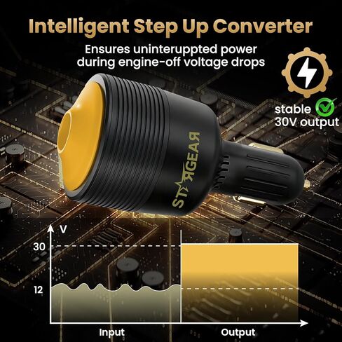 Starlink Mini Car Adapter 12V to 30V DC Step Up Converter with White Indicator Light, 60W Car Cigarette Lighter Adapter for Starlink Mini, Supports 16AWG 50M Cable, Ideal for RV,Boat,Trailer in Kuwait