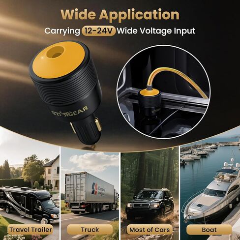 Starlink Mini Car Adapter 12V to 30V DC Step Up Converter with White Indicator Light, 60W Car Cigarette Lighter Adapter for Starlink Mini, Supports 16AWG 50M Cable, Ideal for RV,Boat,Trailer in Kuwait