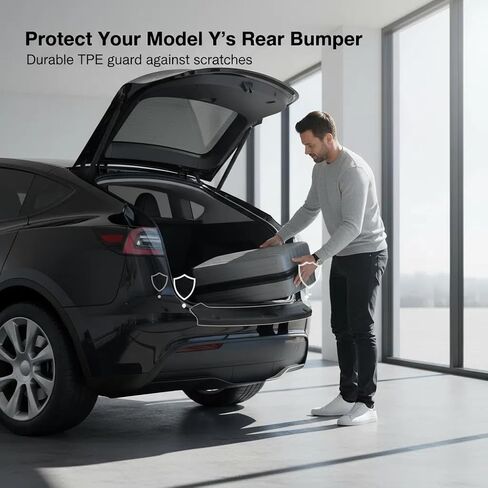 Tesla Model Y Juniper Rear Bumper & Trunk Lip Guard 2025 2026, Anti-Scratch Protector Mat for Cargo Area, Matte Black PP Full Coverage, Easy Installation in Kuwait