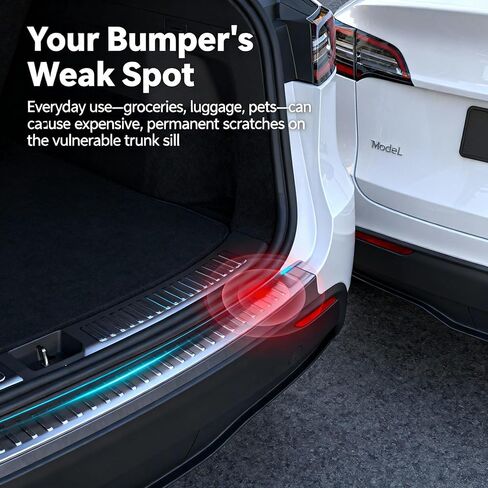 Tesla Model Y Juniper Rear Bumper & Trunk Lip Guard 2025 2026, Anti-Scratch Protector Mat for Cargo Area, Matte Black PP Full Coverage, Easy Installation in Kuwait