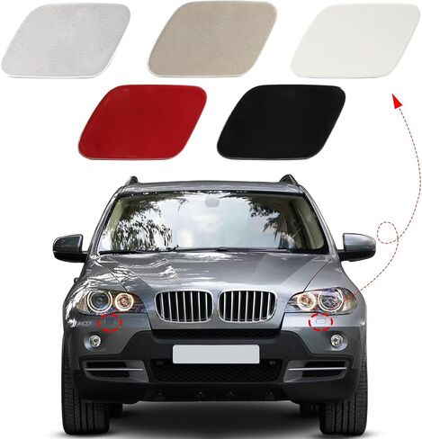 غطاء فوهة غسالة المصباح الأمامي للمصد الأمامي مناسب لسيارات BMW X5 E70 2007 2008 2009 2010 2011 2012 51657199141 51657199142 (أسود، جانب الركاب الأيمن) in Kuwait