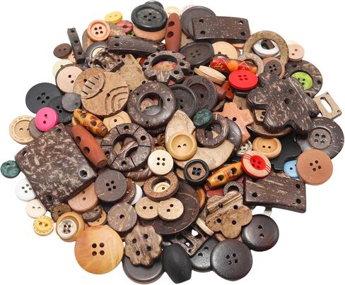 600pcs Assorted Wood Buttons Bulk - Assorted Vintage Buttons for Crafts, Sewing Decorations DIY Arts, Clothes in Saudi Arabia