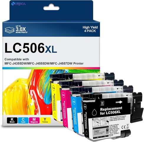 LC506 LC506XL Ink Cartridges High Yield Compatible with LC 506 506XL Ink Cartridge Replacement for MFC-J4355DW MFC-J4555DW MFC-J4557DW Printer,4 Pack Combo Black Cyan Magenta Yellow in Kuwait