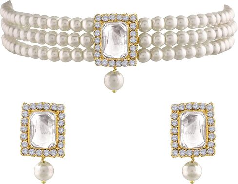 Aheli Ethnic Choker Necklace Earrings Wedding Bollywood Party Jewelry Set Gift for Women in Saudi Arabia