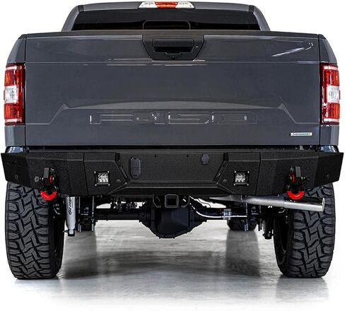 LUIYWTE For 2015-2020 F150（Not fit Raptor） Steel Rear Bumper With Lights&D-Rings（Black Texture） in Saudi Arabia