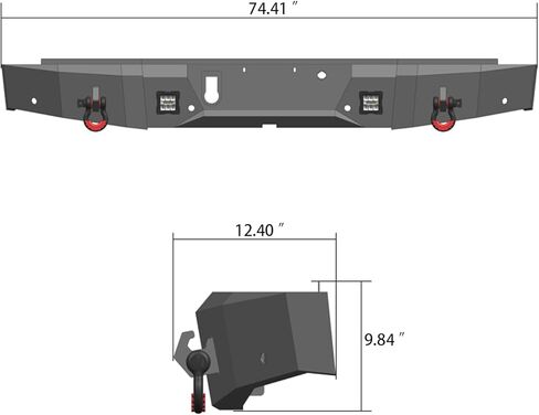 LUIYWTE For 2015-2020 F150（Not fit Raptor） Steel Rear Bumper With Lights&D-Rings（Black Texture） in Saudi Arabia