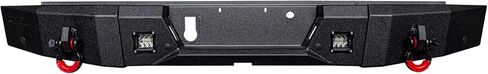 LUIYWTE For 2015-2020 F150（Not fit Raptor） Steel Rear Bumper With Lights&D-Rings（Black Texture） in Saudi Arabia