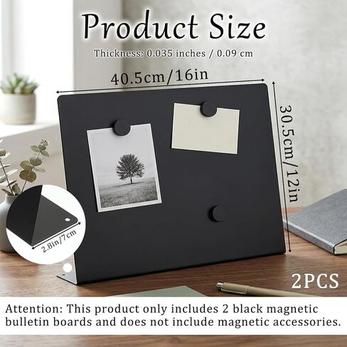 2 Pcs Black Magnetic Board, 16 x 12 Inch Magnet Board with Stand Metal Tabletop Memo Boards for Menu, Notes, Photos, School, Home, Office in Saudi Arabia