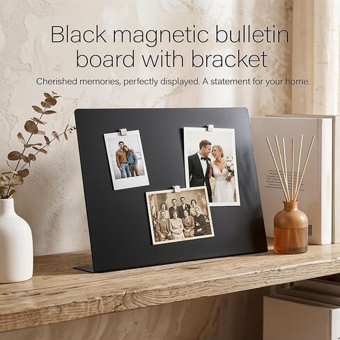 2 Pcs Black Magnetic Board, 16 x 12 Inch Magnet Board with Stand Metal Tabletop Memo Boards for Menu, Notes, Photos, School, Home, Office in Saudi Arabia