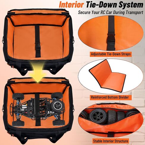 ORKELS RC Car Carrying Case 1/8 1/10 Scale, Heavy Duty RC Storage Bag with Reinforced Base, Multi-Pocket Tool Organizer, Compatible with Traxxas RC Cars Trucks & Buggies in Saudi Arabia