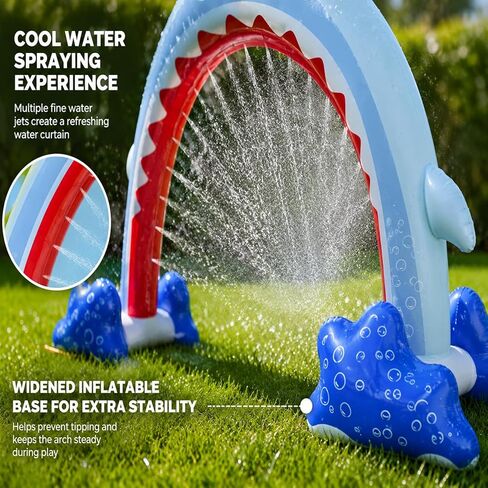 Giant Shark Sprinkler Shark Inflatable Spray Toy Inflatable Sprinkler Arch Inflatable Water Arch Toy Suitable 3-14 Years Old Kids to Play Outdoors on the Lawn in Summer Enjoy Playing in the Water in Saudi Arabia