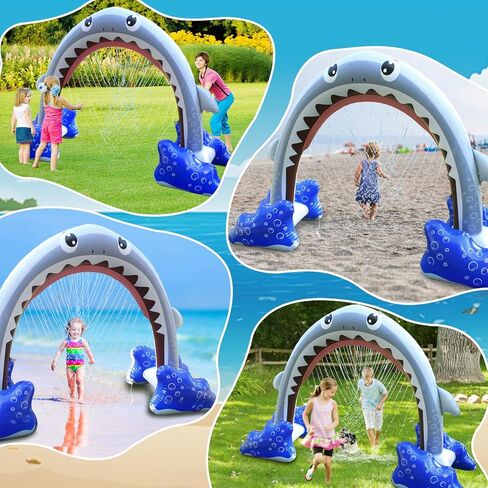Giant Shark Sprinkler Shark Inflatable Spray Toy Inflatable Sprinkler Arch Inflatable Water Arch Toy Suitable 3-14 Years Old Kids to Play Outdoors on the Lawn in Summer Enjoy Playing in the Water in Saudi Arabia