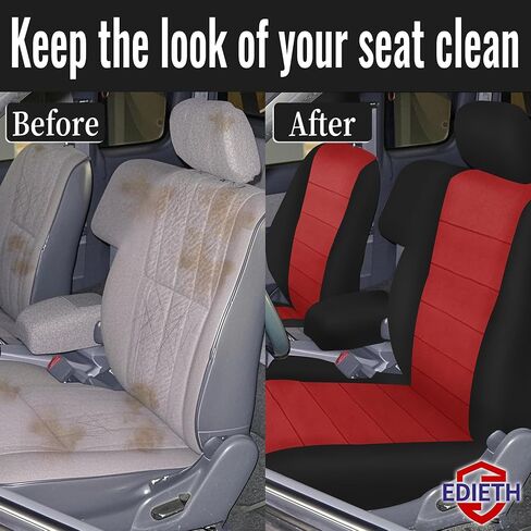 Premium Knitted Front 60/40 Split Seat Covers for Toyota Tacoma 1995 1996 1997 1998 1999 2000 Protective & Stylish with Headrests and Console Cover Easy to Clean - Red in Saudi Arabia