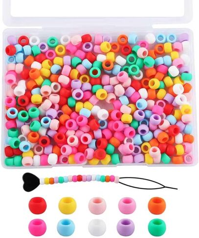 300Pcs HHCFAST 6 * 9mm Small Silicone Hair Beads, 5mm Diameter Hole Soft Silicone Pony Beads for Hair Braiding and DIY Bracelets, Keychains & Crafts Making(Multicolor) in Saudi Arabia