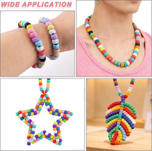 300Pcs HHCFAST 6 * 9mm Small Silicone Hair Beads, 5mm Diameter Hole Soft Silicone Pony Beads for Hair Braiding and DIY Bracelets, Keychains & Crafts Making(Multicolor) in Saudi Arabia