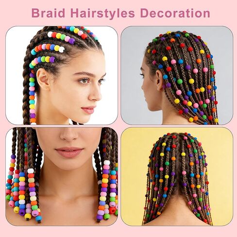 300Pcs HHCFAST 6 * 9mm Small Silicone Hair Beads, 5mm Diameter Hole Soft Silicone Pony Beads for Hair Braiding and DIY Bracelets, Keychains & Crafts Making(Multicolor) in Saudi Arabia