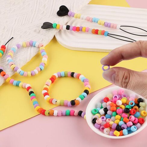 300Pcs HHCFAST 6 * 9mm Small Silicone Hair Beads, 5mm Diameter Hole Soft Silicone Pony Beads for Hair Braiding and DIY Bracelets, Keychains & Crafts Making(Multicolor) in Saudi Arabia