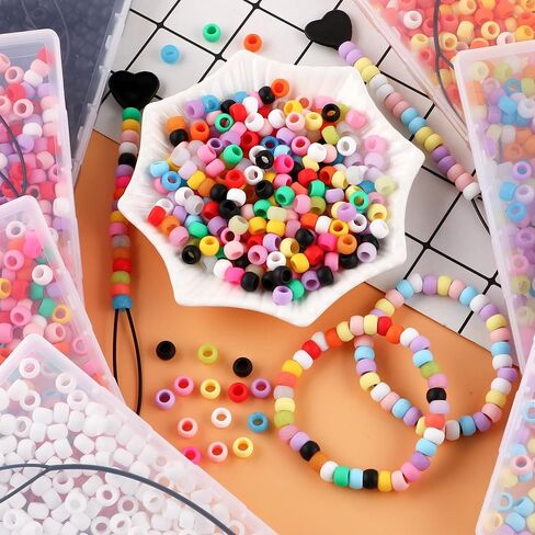 300Pcs HHCFAST 6 * 9mm Small Silicone Hair Beads, 5mm Diameter Hole Soft Silicone Pony Beads for Hair Braiding and DIY Bracelets, Keychains & Crafts Making(Multicolor) in Saudi Arabia