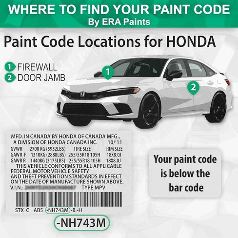 ERA Paints B92P - Nighthawk Black Pearl for HONDA Exact Match Automotive Touch Up Paint Spray - Essential Kit in Saudi Arabia