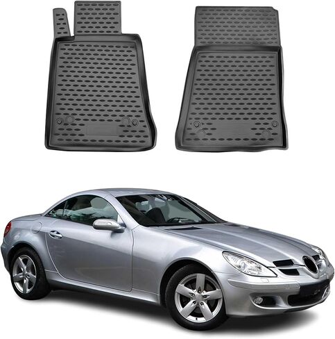 OMAC Floor Mats for Mercedes SLK Class R171 2005-2011 Car Mats All Weather 3D Custom Fit Rubber Mat Waterproof Odorless TPE Floor Liners Laser Measured Non-Slip (Black) in Kuwait
