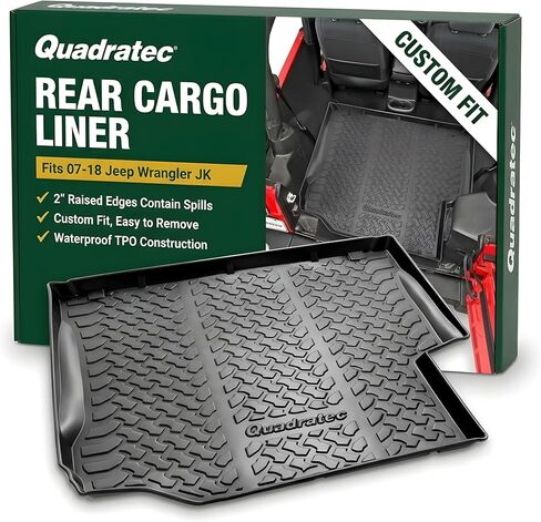 Quadratec Ultimate All Weather Rear Cargo Liner - Fits Jeep Wrangler JK 2007-2010 - with Subwoofer - Extra Tall Sides - 5/16 Deep Tread Pattern - Will Not Crack, Melt or Warp in Kuwait